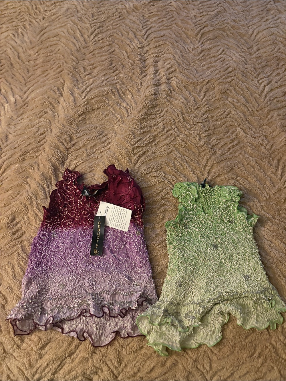 Boho Smocked Tank Tops - Purple Ombre & Light Green